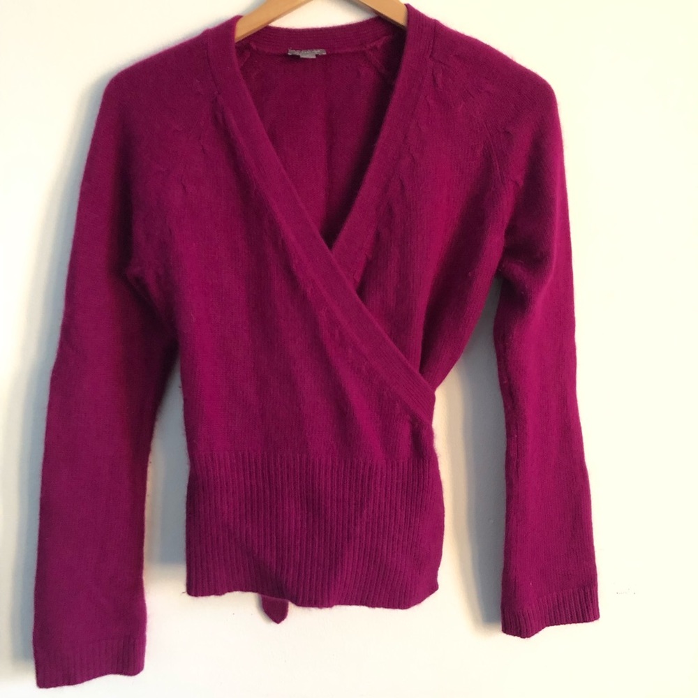 Ann Taylor wool angora raspberry wrap sweater